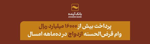 پرداخت بیش از ۱۶۰۰۰ میلیارد ریال وام قرضالحسنه ازدواج در دهماهه امسال پرداخت بیش از ۱۶۰۰۰ میلیارد ریال وام قرضالحسنه ازدواج در دهماهه امسال