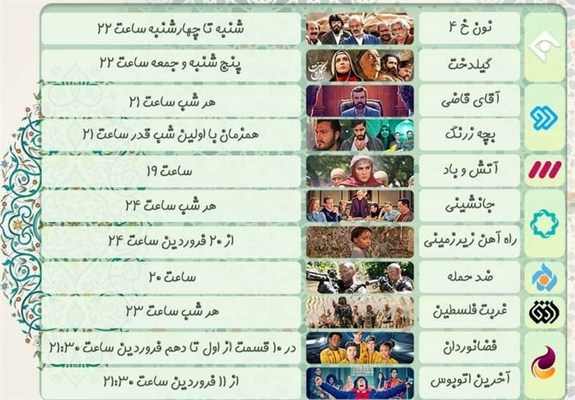 همه سریالهای نوروزی تلویزیون را بشناسید همه سریالهای نوروزی تلویزیون را بشناسید