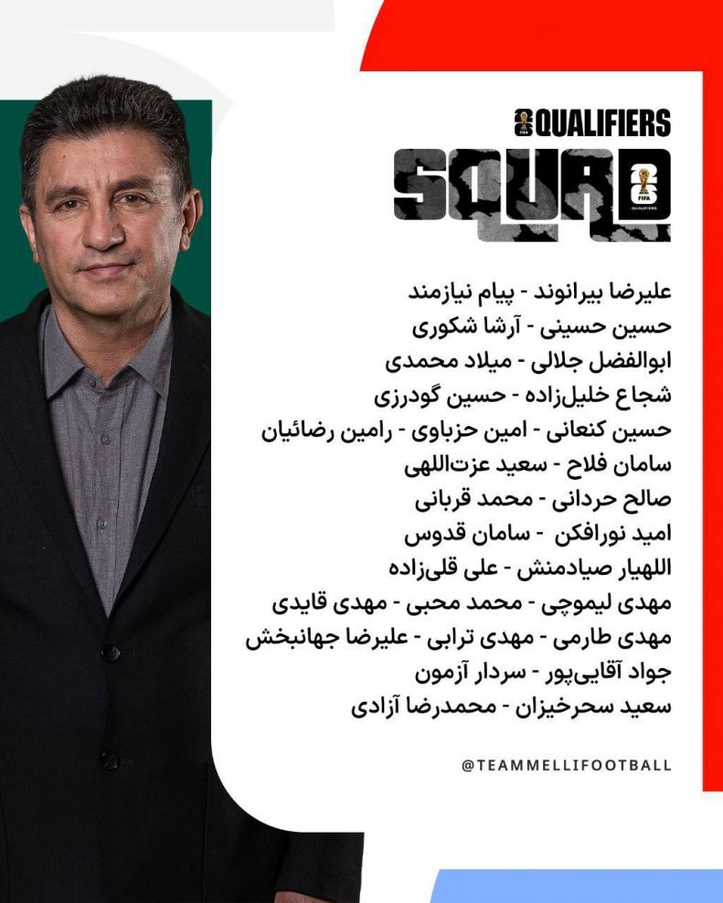 فهرست شوکه کننده تیم ملی! فهرست شوکه کننده تیم ملی!