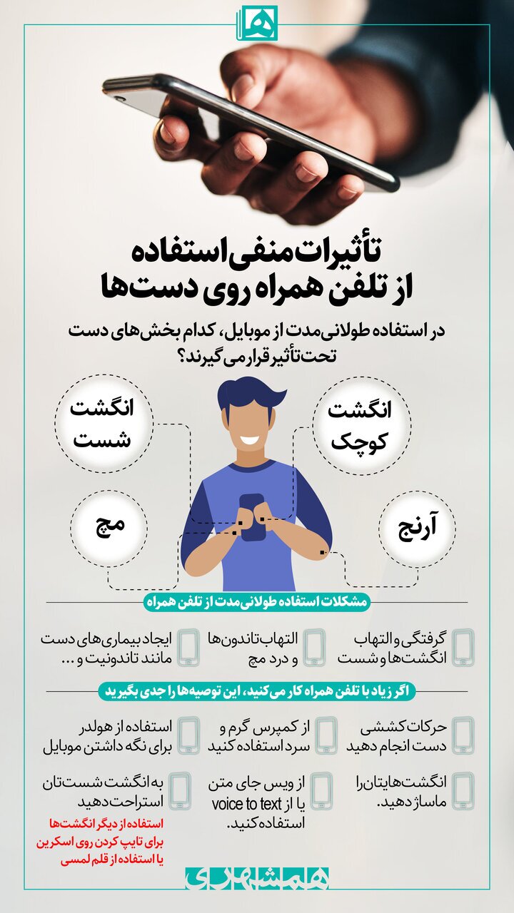 استفاده از موبایل چه تاثیری روی دستها میگذارد؟ استفاده از موبایل چه تاثیری روی دستها میگذارد؟