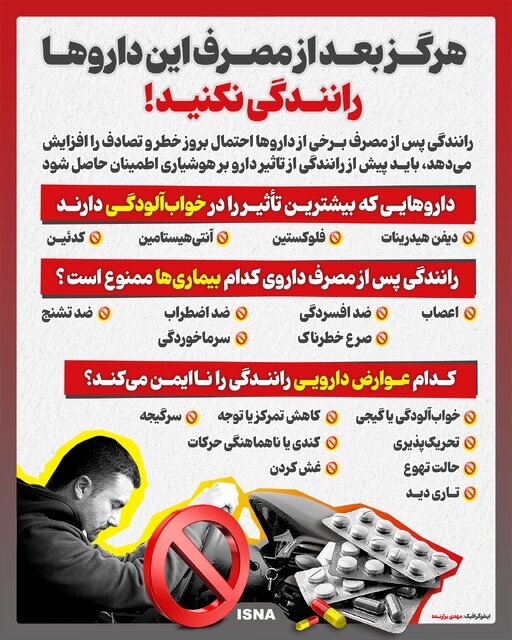 بعد از مصرف این داروها رانندگی نکنید بعد از مصرف این داروها رانندگی نکنید