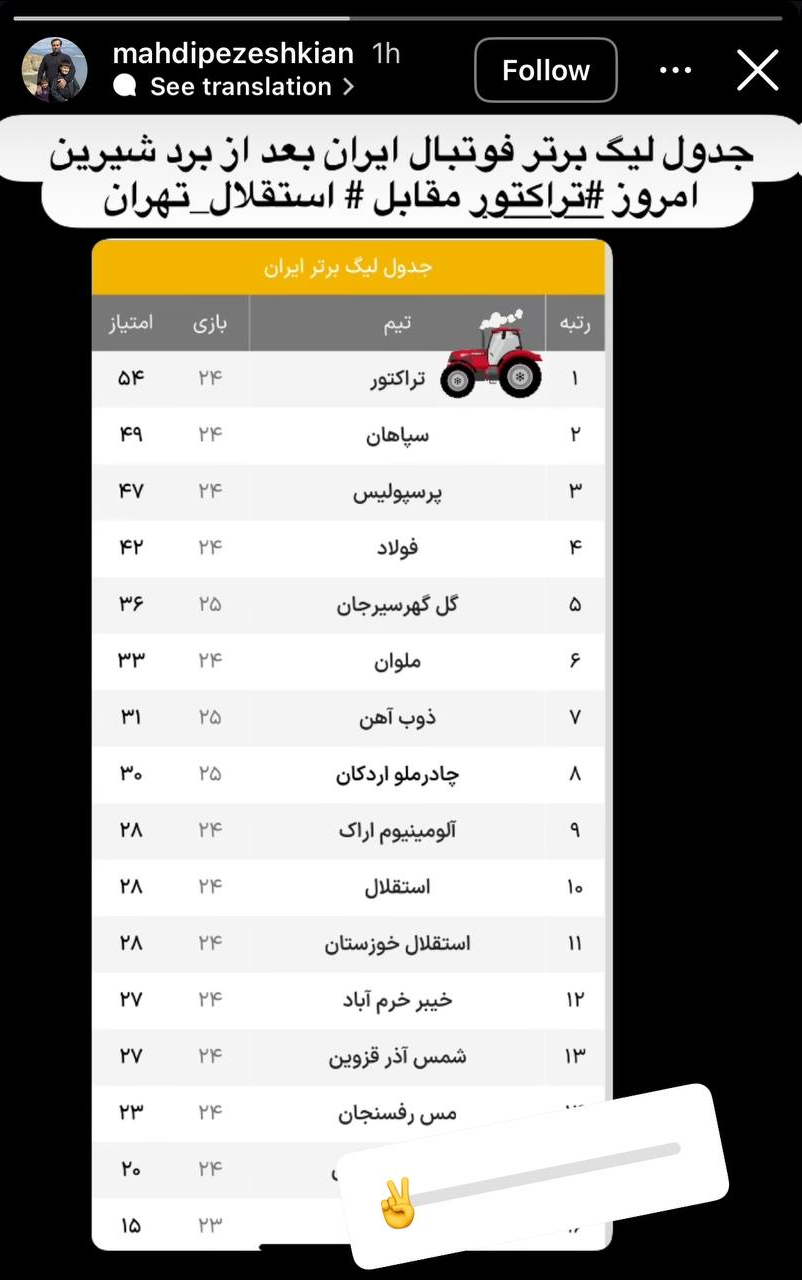 مهدی پزشکیان خوشحال از برد تراکتور! مهدی پزشکیان خوشحال از برد تراکتور!