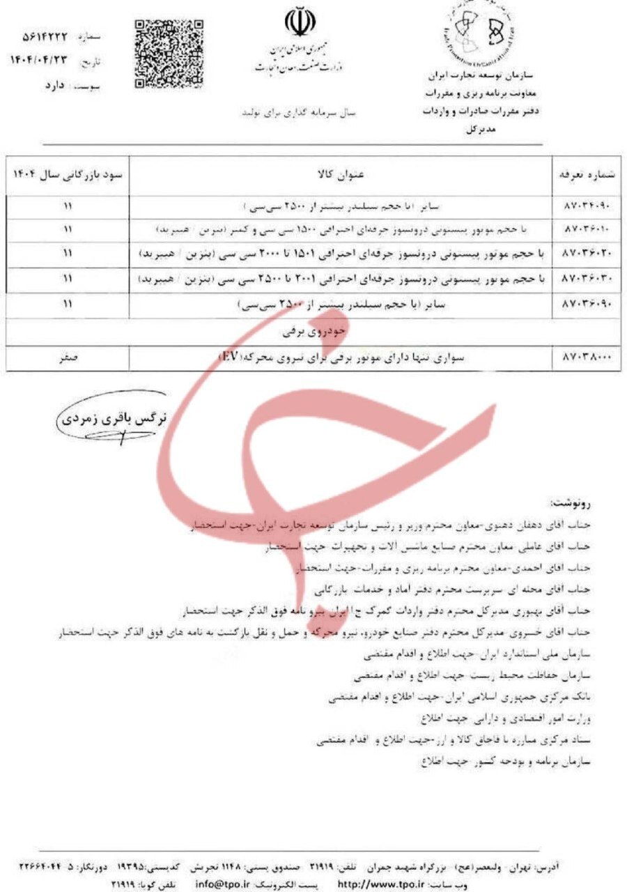 سود بازرگانی واردات خودرو اعلام شد سود بازرگانی واردات خودرو اعلام شد