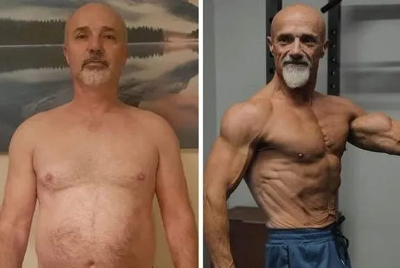 اراده آهنین پدربزرگ چاق در تبدیل شدن به یک بدنساز! + تصاویر