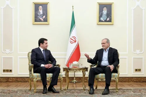 تصاویر دیدار پزشکیان و الهام علی‌اف
