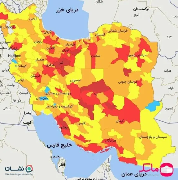 ۷۷ شهر کشور قرمز کرونایی شدند