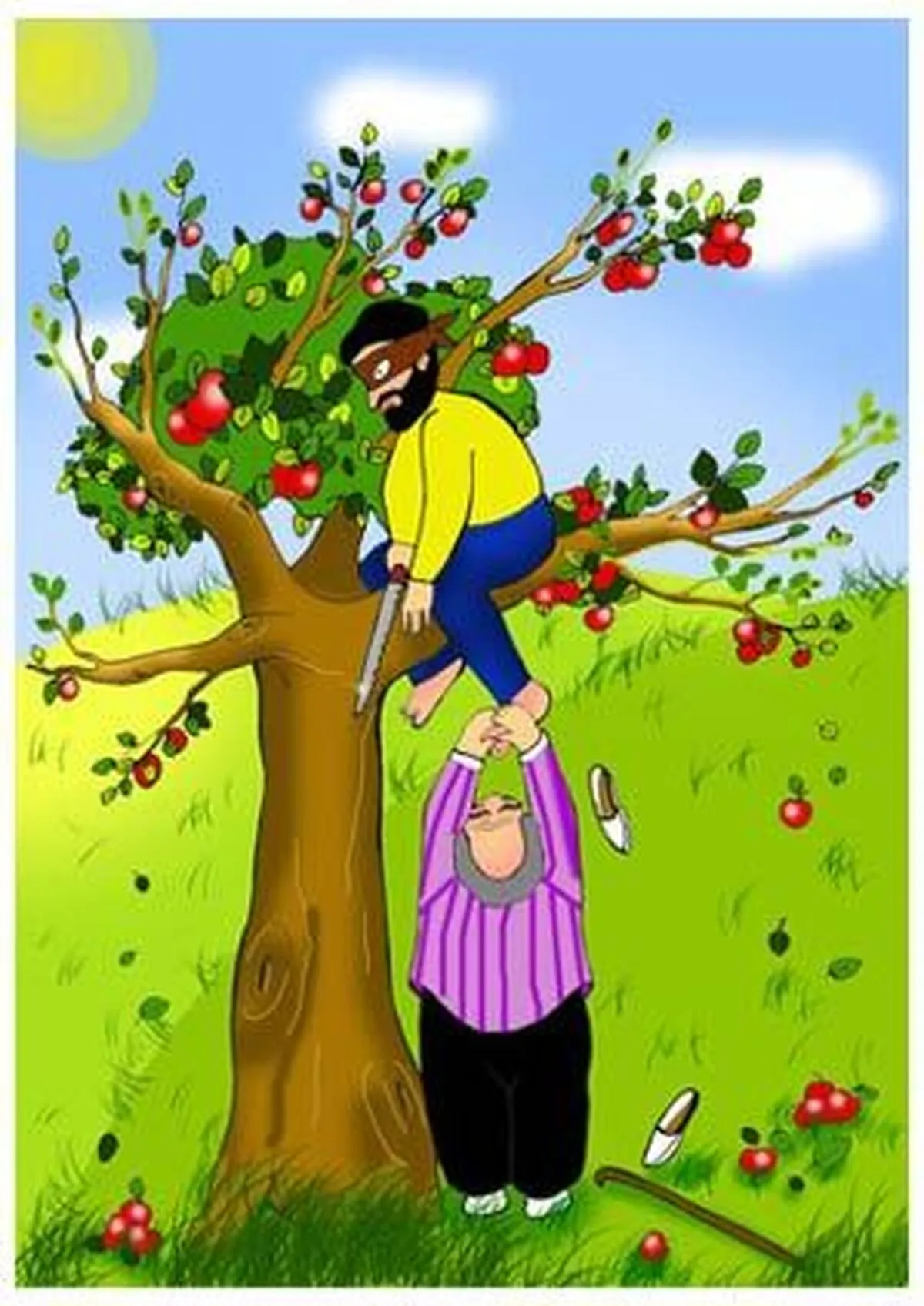 دستگیری سارق در بالای درخت