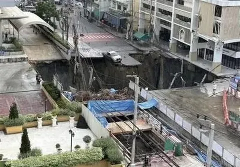 صحنه ای وحشتناک از فرونشست زمین در بانکوک+ فیلم