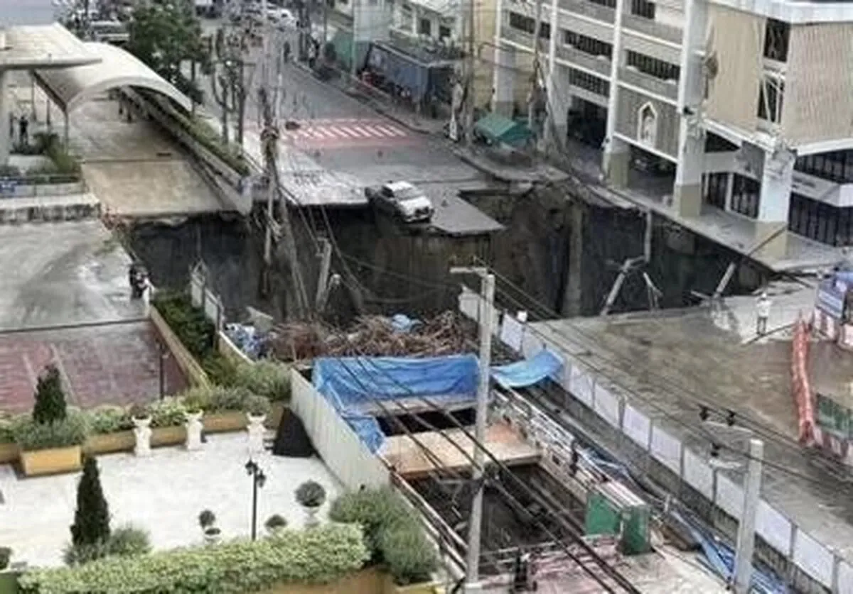 صحنه ای وحشتناک از فرونشست زمین در بانکوک+ فیلم