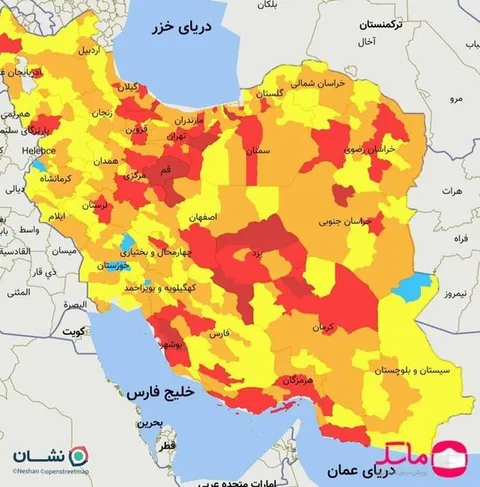 ۷۷ شهر کشور قرمز کرونایی شدند