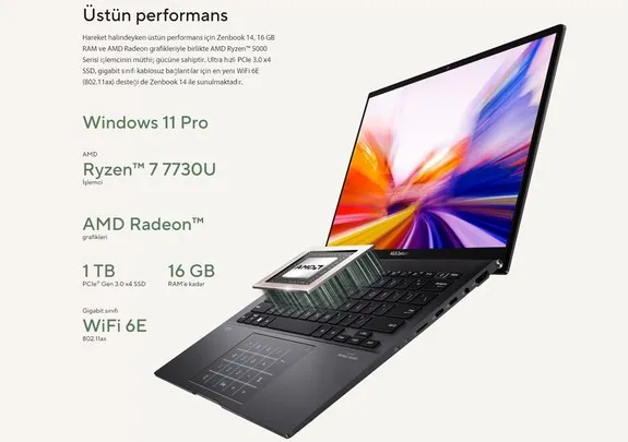 لپ‌تاپ ASUS Zenbook ۱۴ با پردازنده Ryzen ۷، ۷۷۳۰U دیده شد