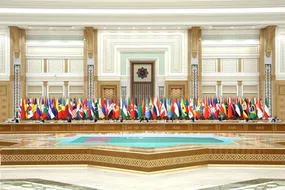 سران شرکت کننده در اجلاس کشورهای صلح و اعتماد بین المللی + عکس یادگاری